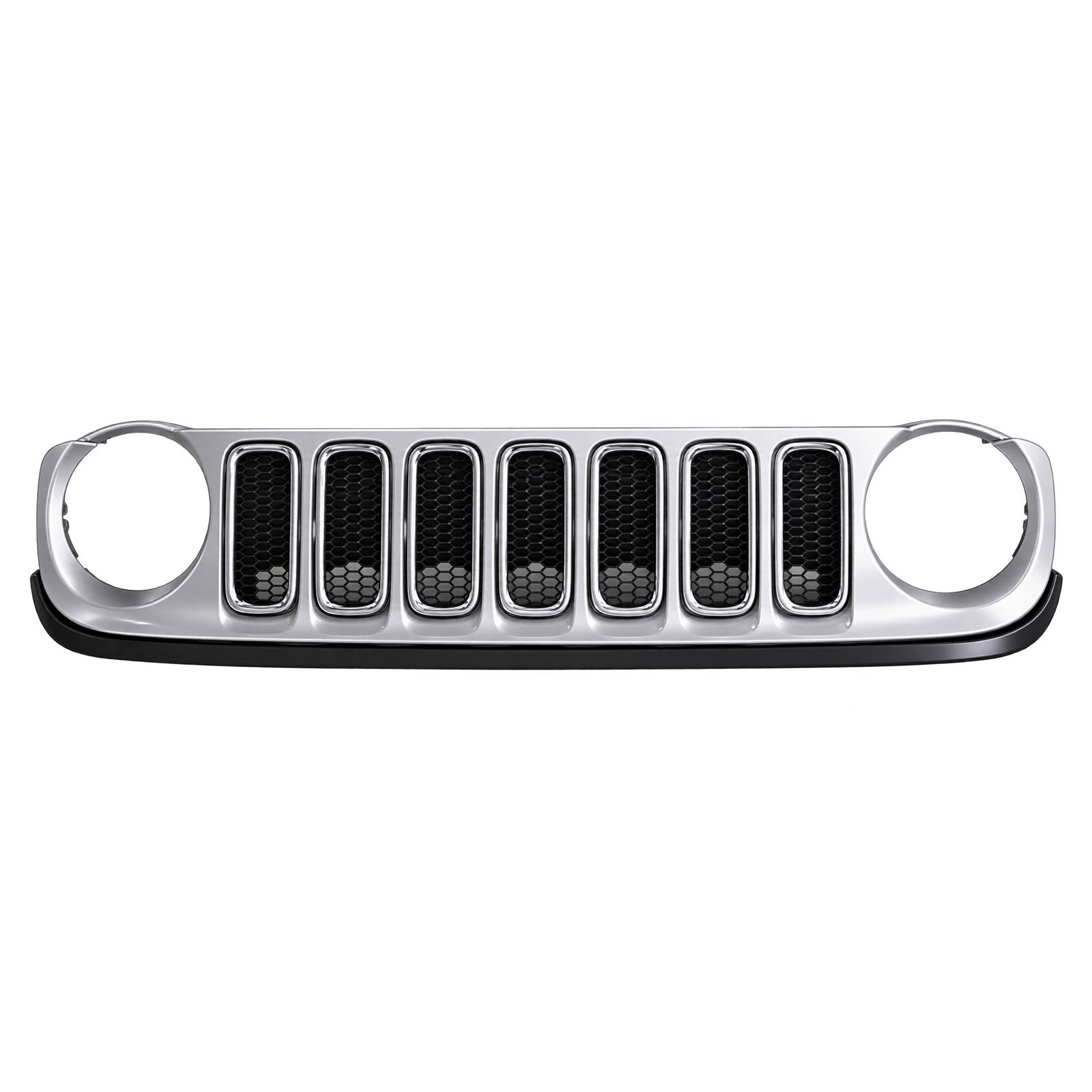 Grille Assembly — Silver-Faced Grille Assembly 2016 Renegade Silver Grille Assembly; broad silver surround