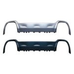 Silver-coloured and black Cherokee rear valance mouldings with tall arched end openings and three raised centre details