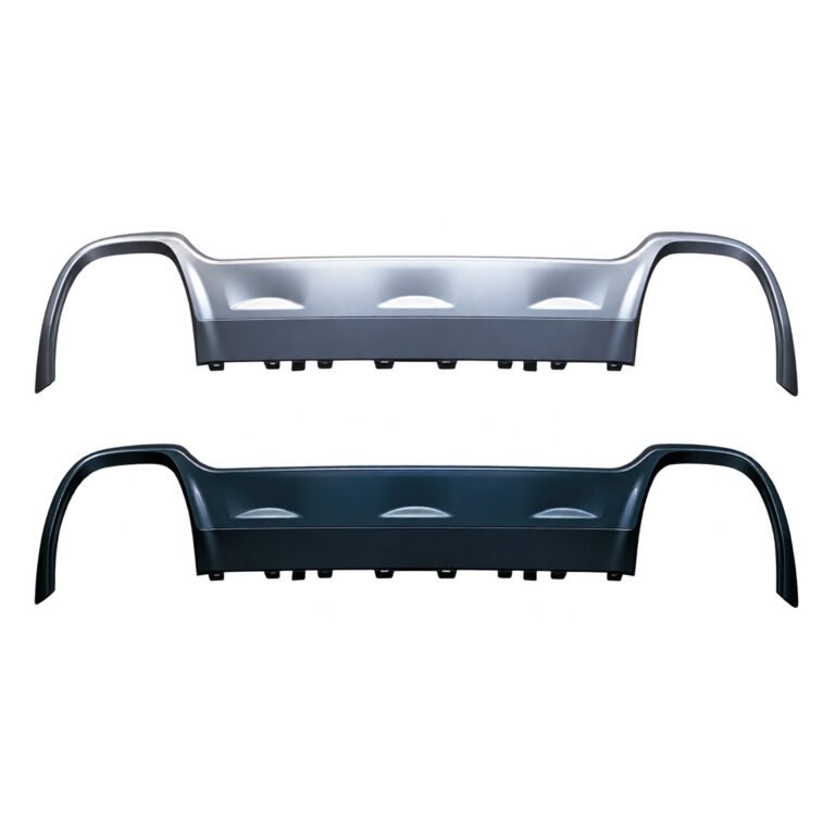 Silver-coloured and black Cherokee rear valance mouldings with tall arched end openings and three raised centre details