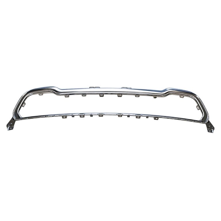 Bright Cherokee lower grille frame with an open centre, stepped rounded ends and closely spaced inner tabs