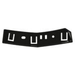 Cherokee front bumper bracket with angled face, raised rim and U-shaped, round and rectangular apertures