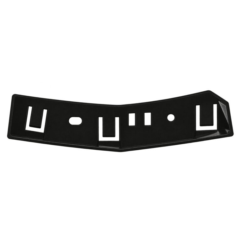 Cherokee front bumper bracket with angled face, raised rim and U-shaped, round and rectangular apertures