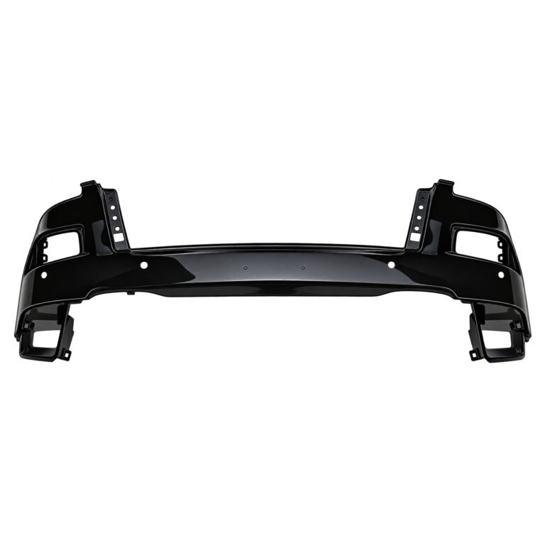 Cherokee upper front bumper with open corner sections, curved lower bar and small round apertures