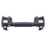 Cherokee upper front bumper with shaped side openings, round lower apertures and upright-edge cutouts