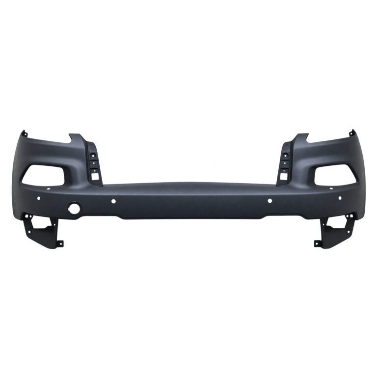 Cherokee upper front bumper with shaped side openings, round lower apertures and upright-edge cutouts