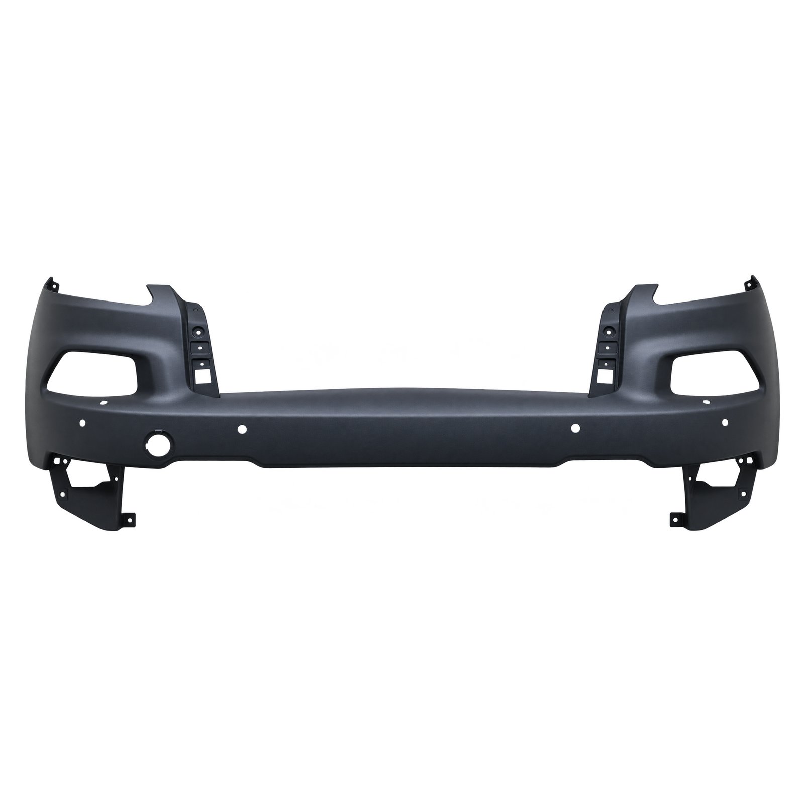 Jeep Cherokee Shaped Side Openings above a Broad Lower Face Cherokee upper front bumper with shaped side openings, round lower apertures and upright-edge cutouts