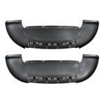 Two Cherokee lower front bumper covers showing smooth and textured faces, round upper fixing holes and short lower ribs
