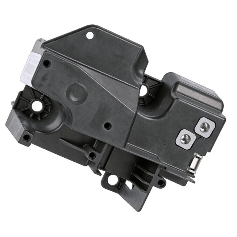 Cherokee right-centre radiator support bracket with a stepped face, circular mounting holes and open lower pockets