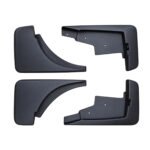 Compass mud-flap face and reverse views showing curved outlines, stepped edges and mounting holes