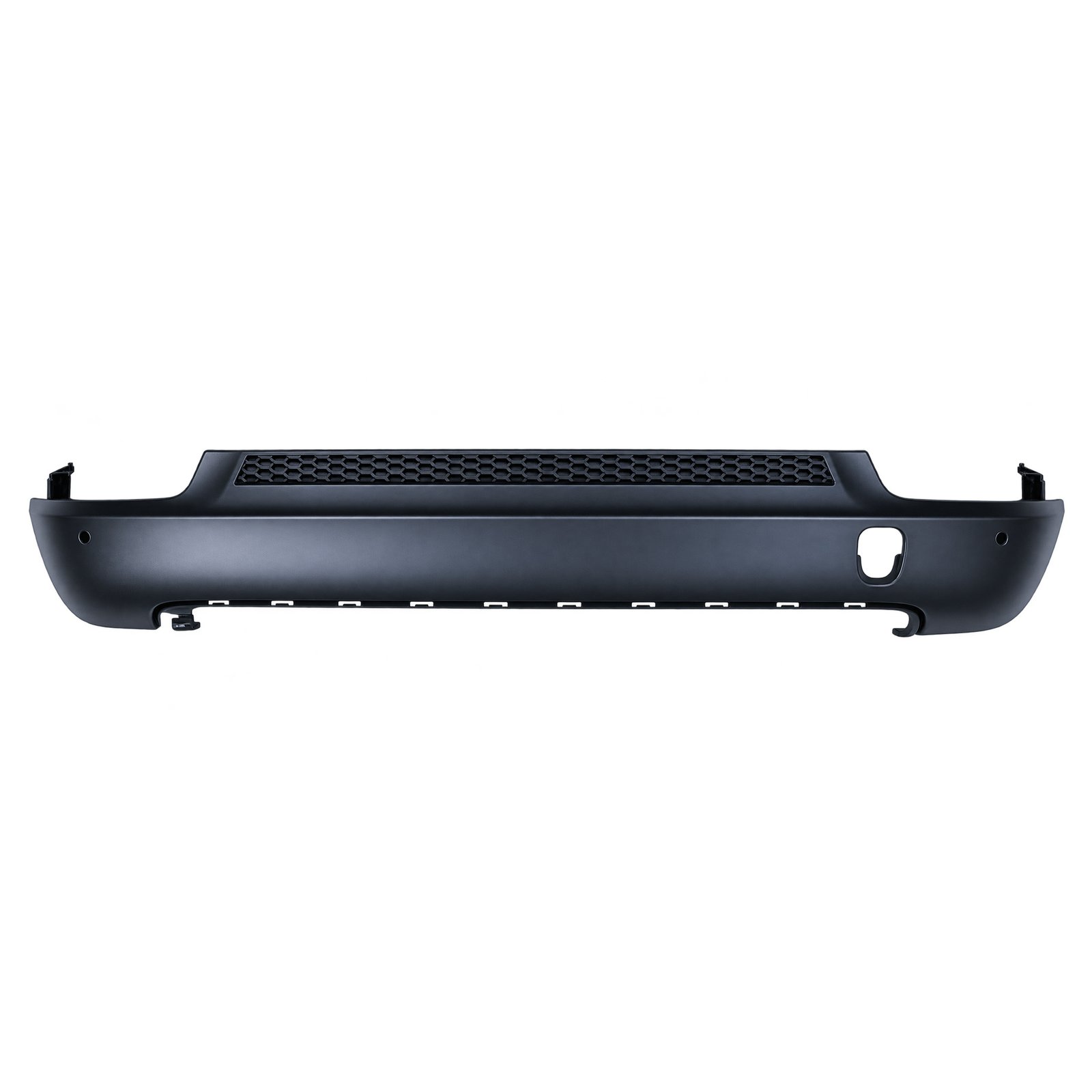 Compass 2017-2019 Two-Hole Lower Rear Bumper Panel Compass lower rear bumper panel with two round face holes, an upper honeycomb strip and a broadly open lower centre