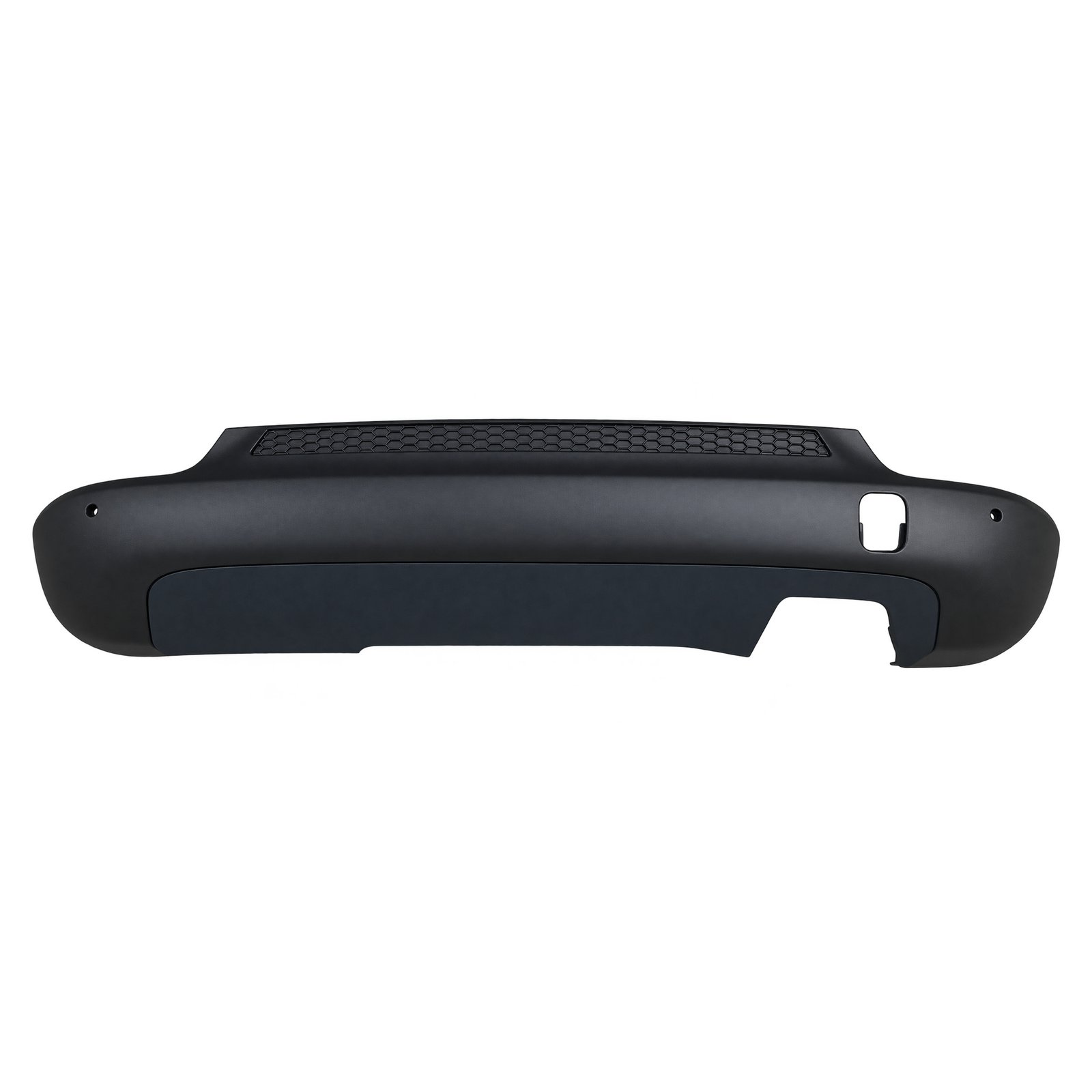Compass 2017-2019 Lower-Equipment Rear Bumper Panel Compass lower rear bumper panel with a filled lower section, offset bottom notch, honeycomb strip and round face openings