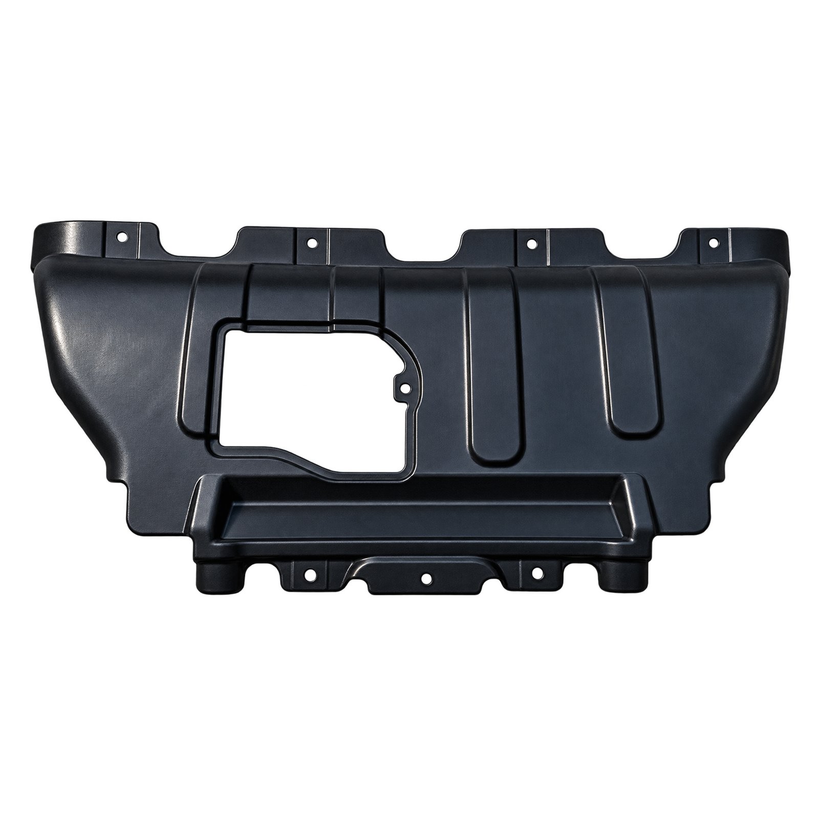 Engine Splash Shield (5.7 Engine) — Shield with an Open Side Aperture Engine Splash Shield for Grand Cherokee, large shaped aperture offset from the centre