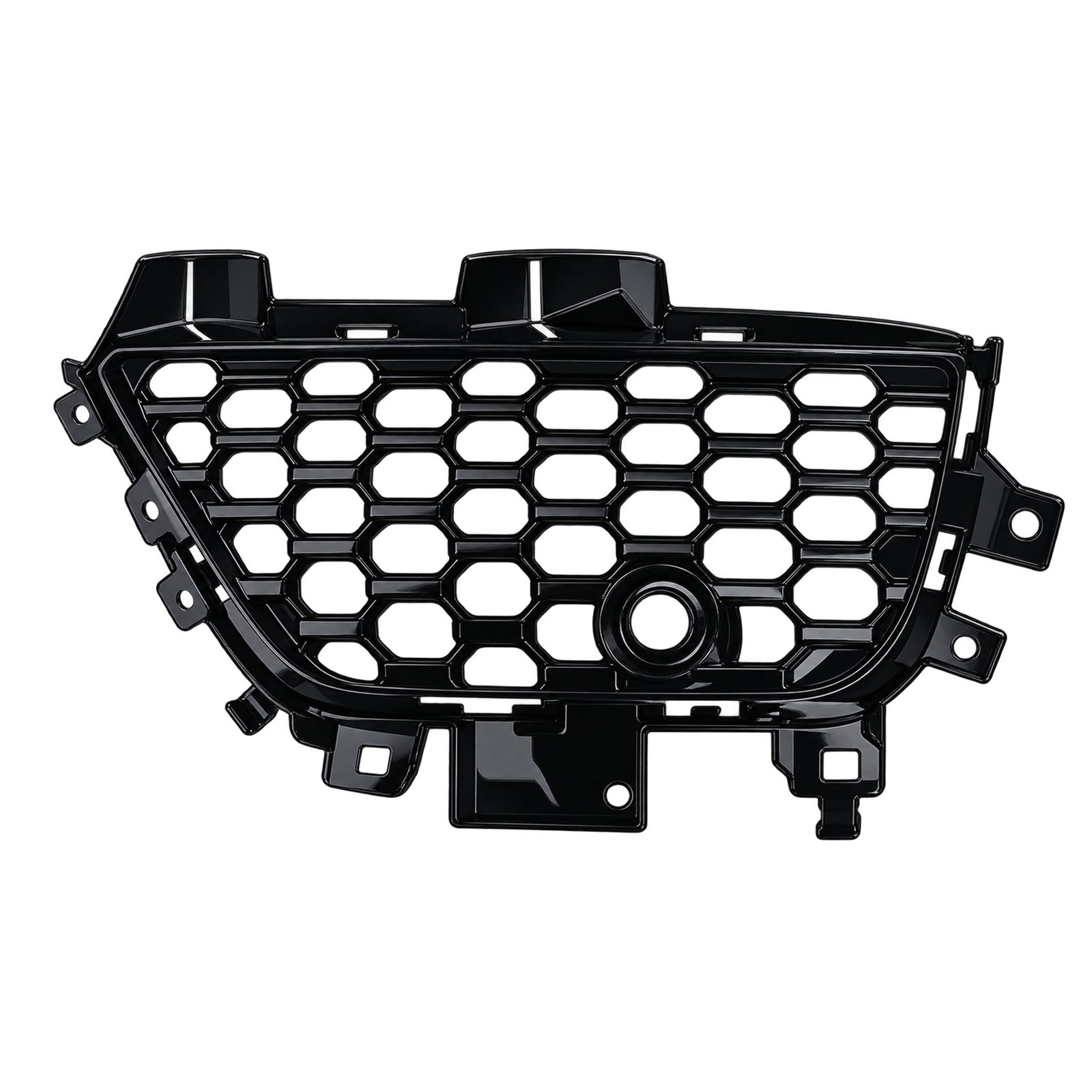 Fog Lamp Bezel (Gloss-Finish Mesh; With Sensor Holes) — Open Gloss Mesh with Sensor Opening Fog Lamp Bezel for Grand Cherokee, open mesh cells within a gloss-finish frame