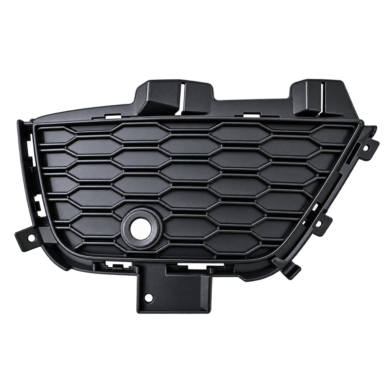 Fog Lamp Bezel (Textured; With Sensor Holes) — Textured Cover with Sensor Aperture Fog Lamp Bezel for Grand Cherokee, closed patterned face with a circular lower aperture