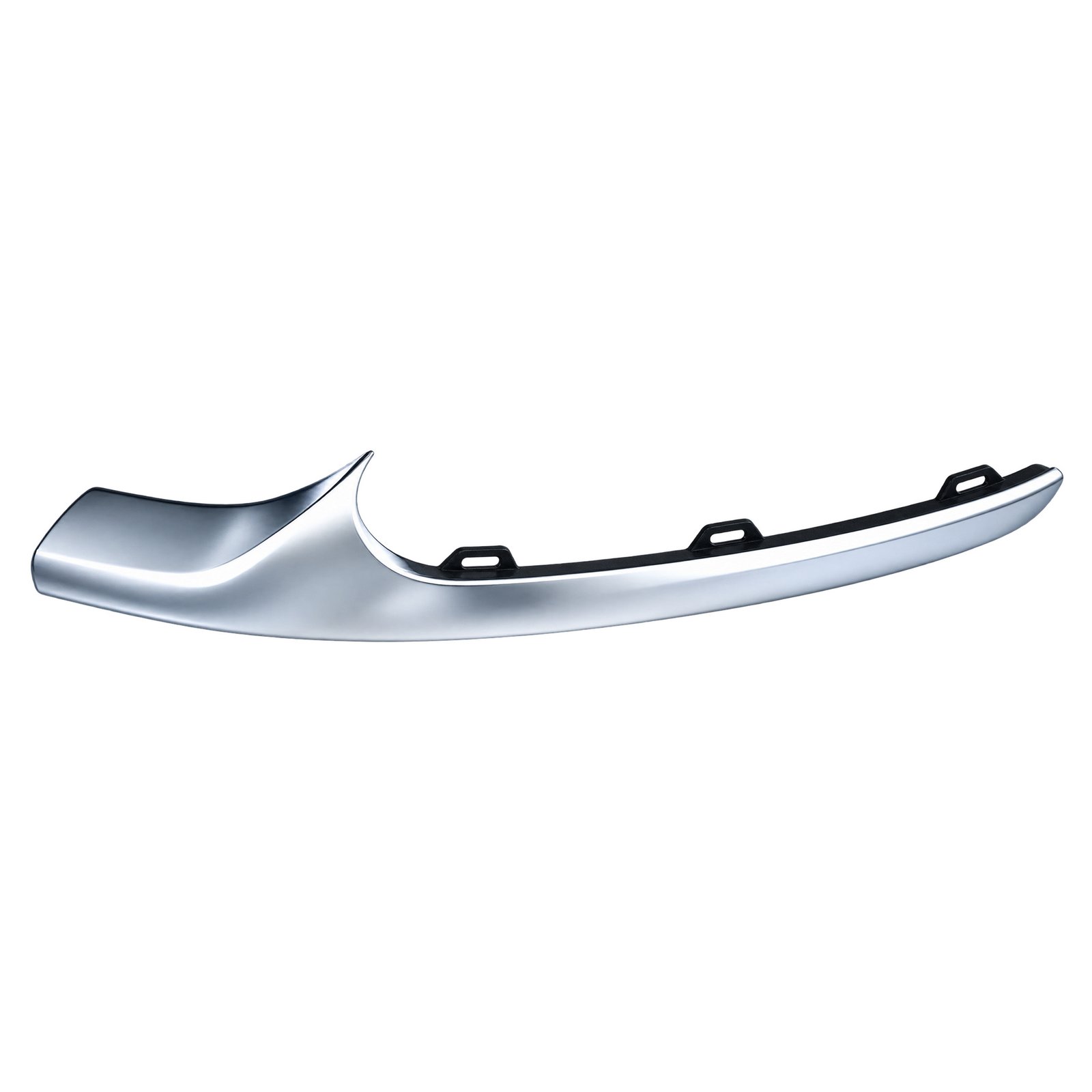 Front Bumper Trim (Chrome) — Chrome Side Trim with a Pointed Rise Front Bumper Trim for Grand Commander K8, chrome face with a raised pointed transition