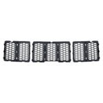 Black Grand Cherokee honeycomb grille panels arranged as two outer sections and a wider central section