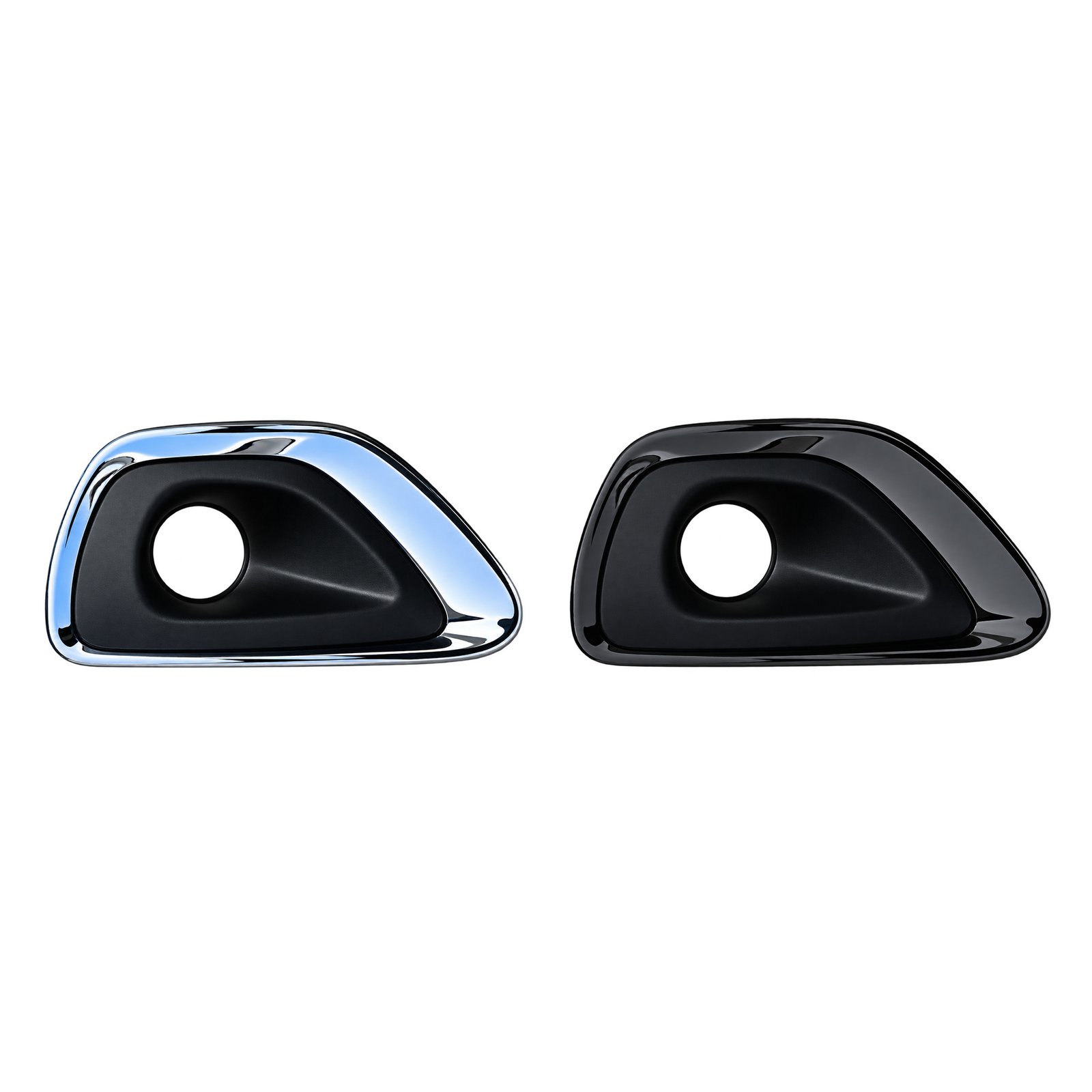 2014-2016 Grand Cherokee Fog Lamp Bezel Grand Cherokee fog lamp bezels with offset round openings and reflective or dark outer rims