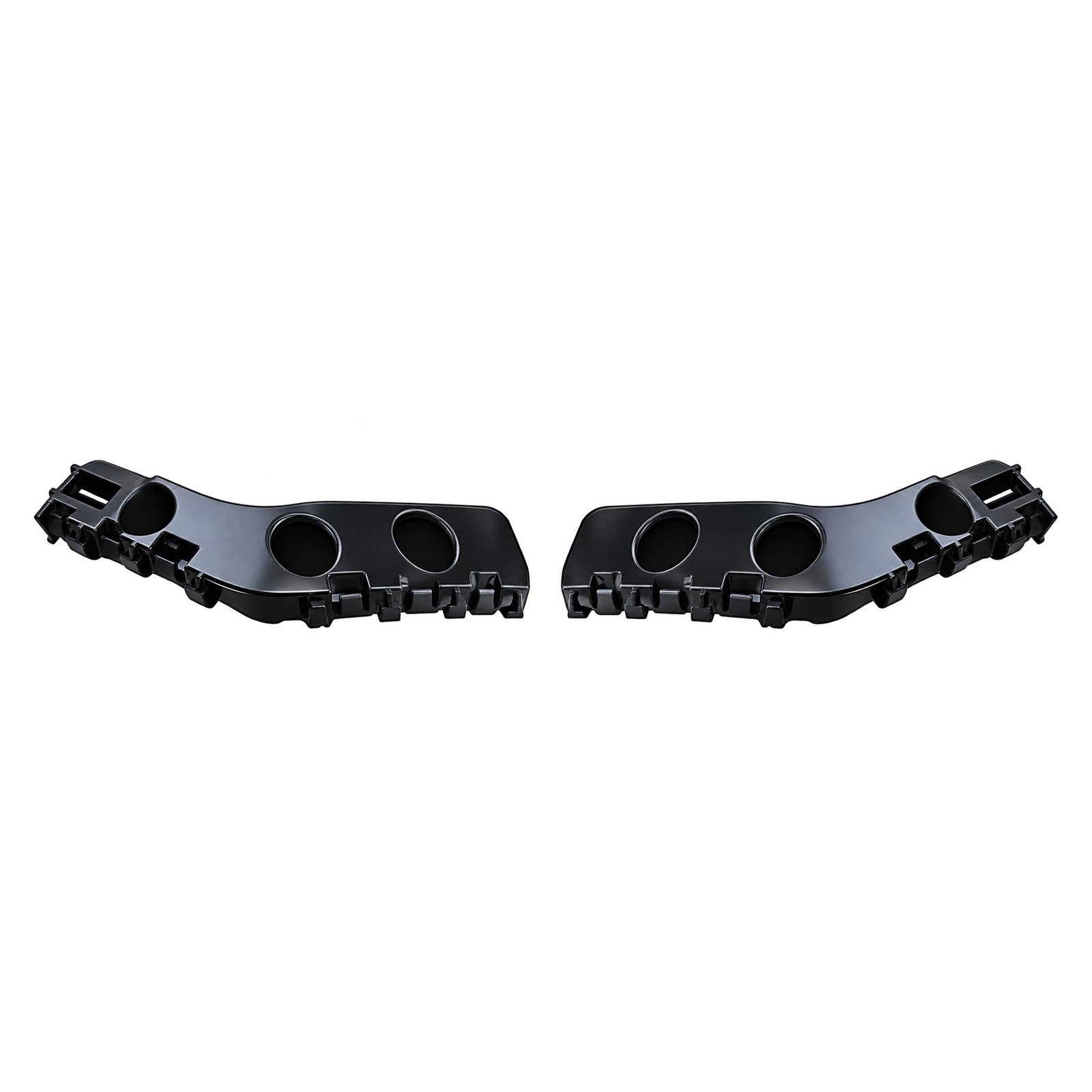 Grand Cherokee Front Bumper Brackets – LH / RH Grand Cherokee front bumper brackets with three circular cutouts and a row of lower retaining features