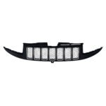 Grand Cherokee grille assembly with chrome borders, bright honeycomb inserts and long dark outer wings