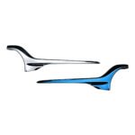 Opposing Grand Cherokee side grille mouldings with curved returns and long pointed extensions