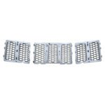 Three chrome Grand Cherokee honeycomb inserts with two outer pairs of slots and a three-slot centre