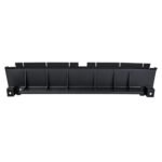 53457902 Jeep Compass lower radiator shield showing upright ribs, notched upper edge and mounting ears with round holes