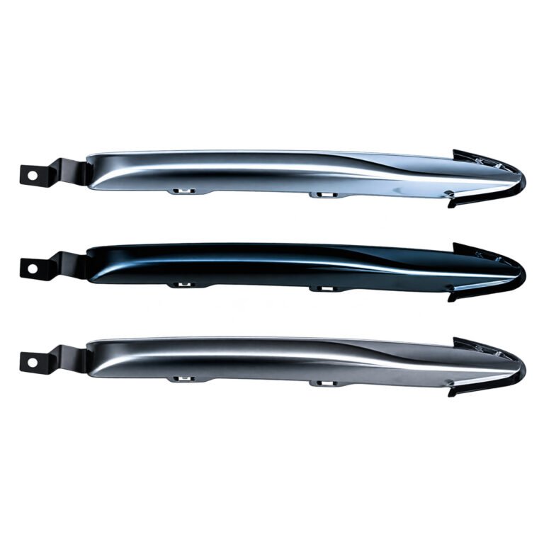 Jeep Grand Cherokee WL fog lamp bezel trim in chrome, gloss-black and pearl-nickel finishes, showing tapered ends and mounting tabs