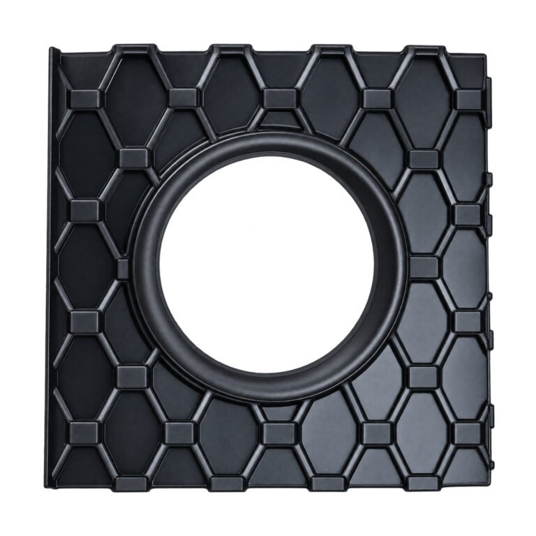Square ACC cover for Jeep Cherokee 2019 with a round centre opening, raised polygon ribs and side catches