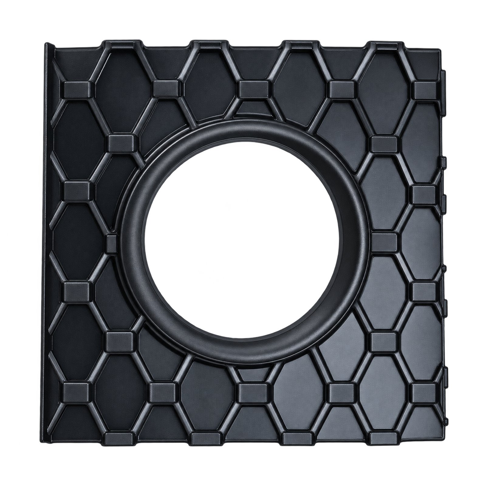 ACC Cover 68287432AA Square ACC cover for Jeep Cherokee 2019 with a round centre opening, raised polygon ribs and side catches