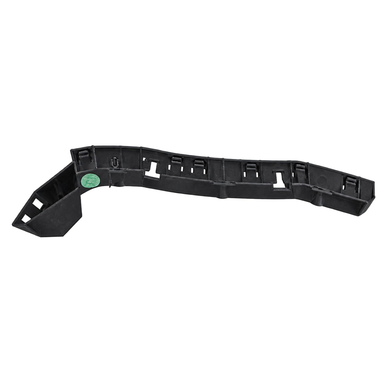 Small Rear Bumper Bracket Small rear bumper bracket for Jeep Cherokee 2019 with a curved channel, repeated clip openings and sharply turned end
