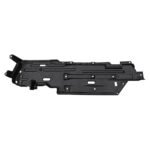 Long offset underbody shield for Jeep Cherokee 2019 with raised channels, elongated openings and edge fixing tabs