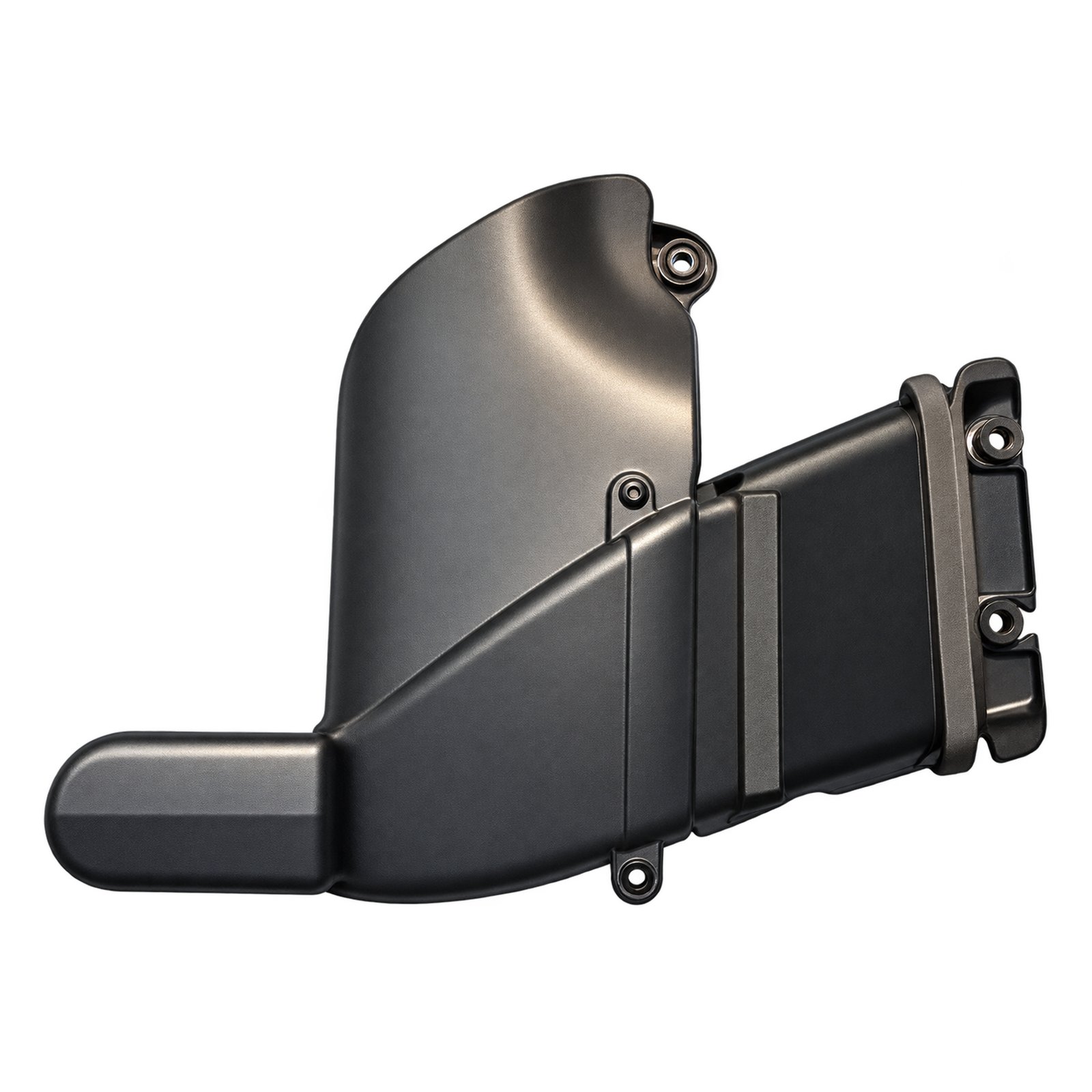 Cherokee Curved Intake Profile with Offset Fixing Tabs Cherokee air-cleaner intake component with a broad curved profile, angled side section and circular mounting tabs