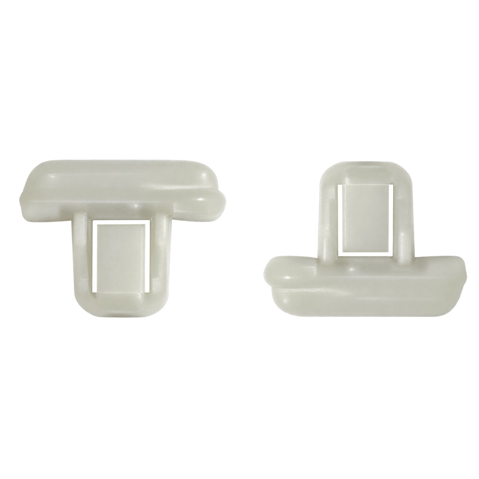 Cherokee Wide Head and Rectangular Open Stem Cherokee bumper clip shown in two orientations with a wide rounded head and rectangular open stem