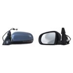 Cherokee door mirror showing a rounded outer cap, narrow clear lens strip, mirror glass and triangular mounting base