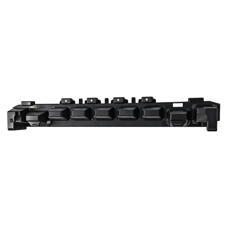 Cherokee inner front bumper bracket with a long recessed face, upper mounting tabs and larger end blocks