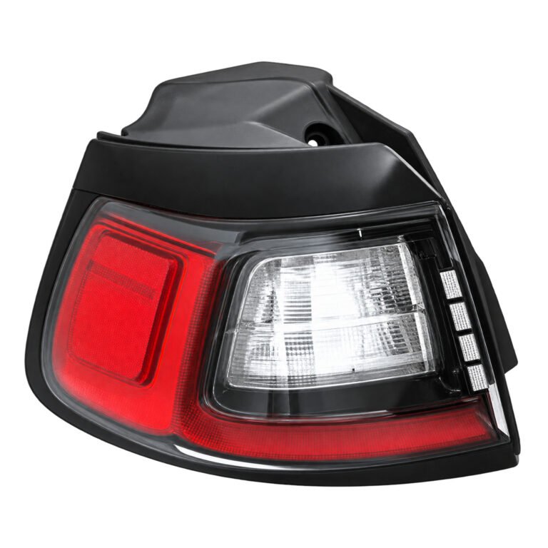 US Jeep Cherokee KL 2019 outer tail light with a red border, clear inset and raised dark upper housing