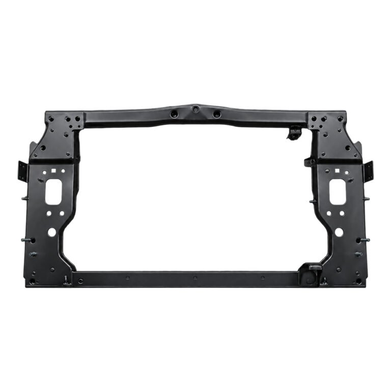 Cherokee radiator support frame with a large rectangular opening, wide perforated uprights and raised top-rail centre