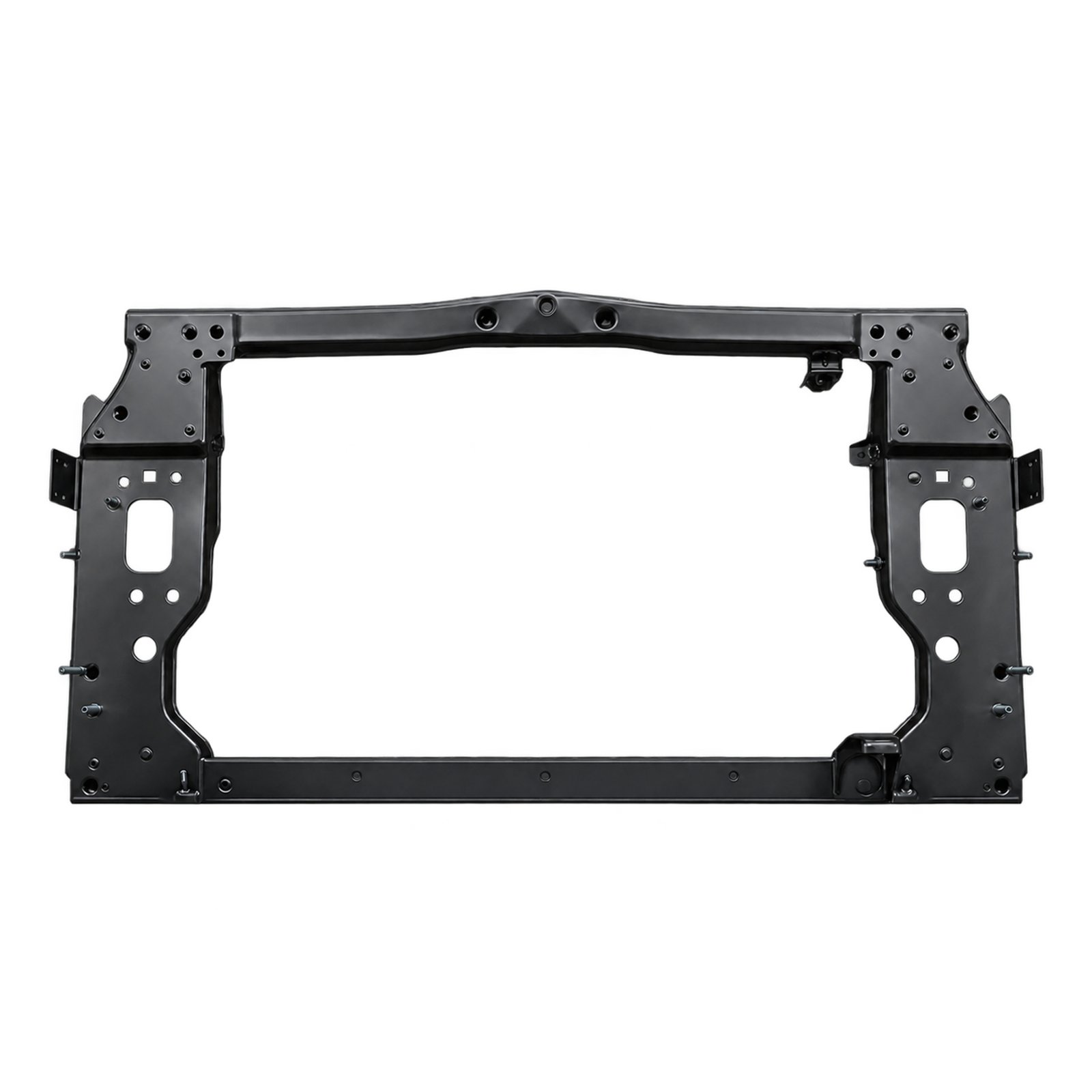 Jeep Cherokee Radiator Support Frame Cherokee radiator support frame with a large rectangular opening, wide perforated uprights and raised top-rail centre