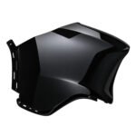 Cherokee rear bumper corner cover with wraparound contours, angled face ridges and rectangular flange slots