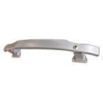 Cherokee rear bumper reinforcement with a curved stepped beam, two deep mounting feet and a round end opening