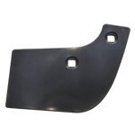 Cherokee rear fender-liner lower panel with an upward-curved end and two square mounting apertures