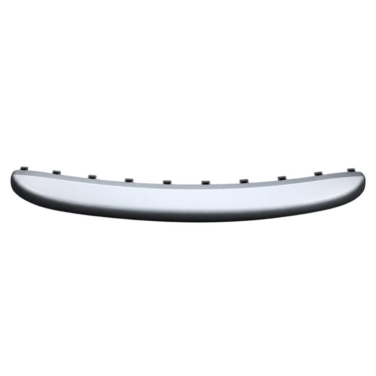 Silver-colour Cherokee lower front bumper trim panel with a shallow curve, rounded ends and small upper tabs