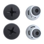 Underbody-shield fastener heads with cross-shaped recesses beside slotted cylindrical receiver shapes