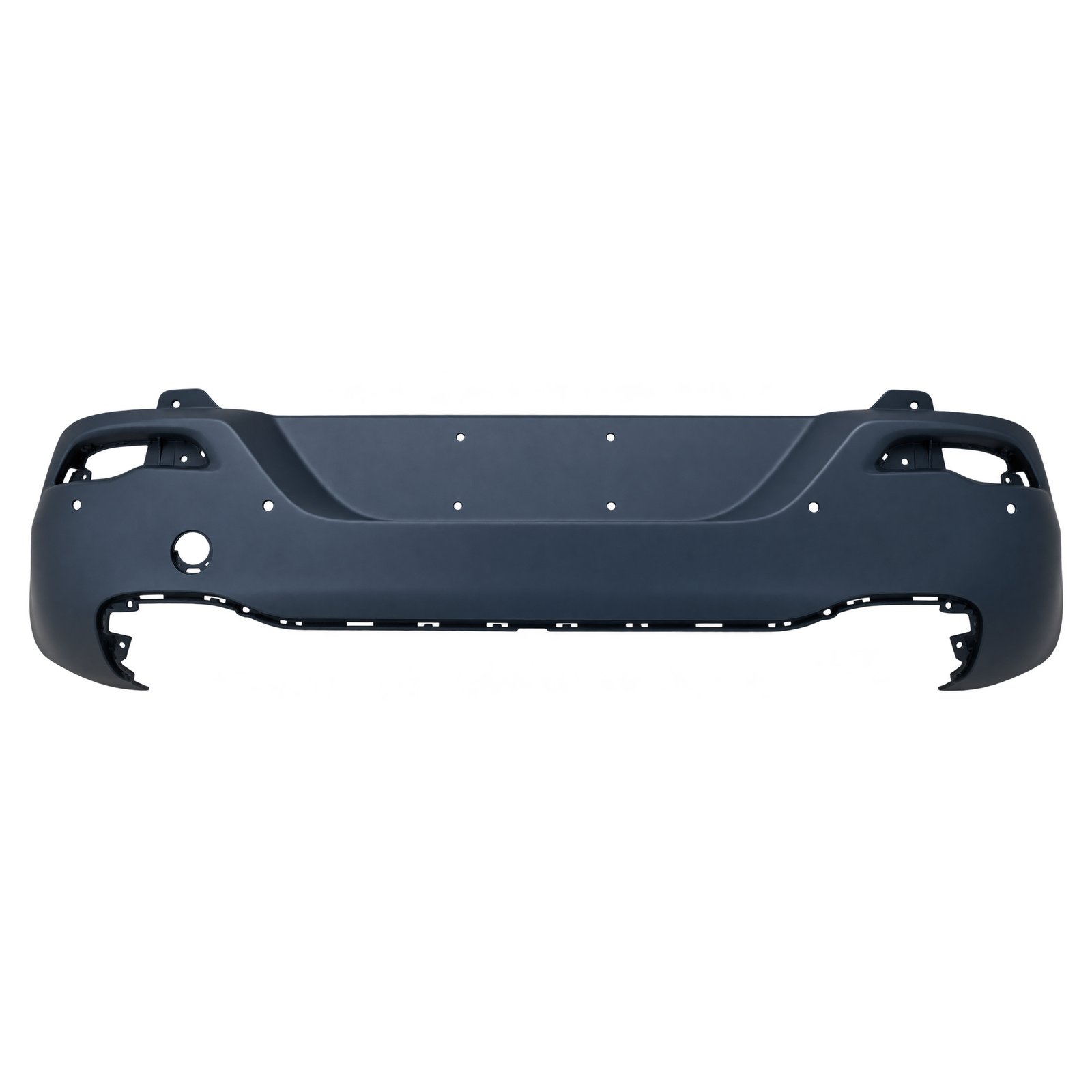 Cherokee Six-Hole Upper Rear Bumper Cherokee six-hole upper rear bumper with outer face openings, a recessed middle and tall corner returns