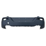 Cherokee no-hole upper rear bumper with a broad smooth face, central recess and curved corner returns