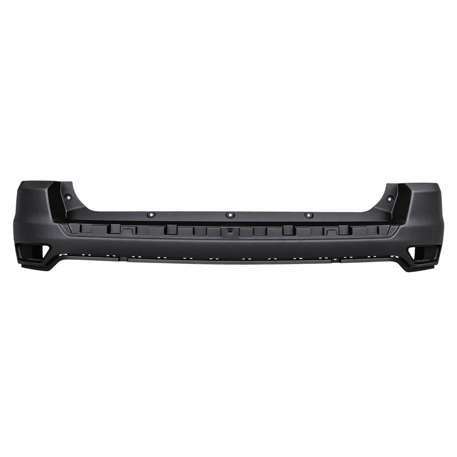 Compass Raised Rear Corners and a Repeated Lower Attachment Edge Jeep Compass upper rear bumper with raised corners, round upper holes and rectangular lower attachment features