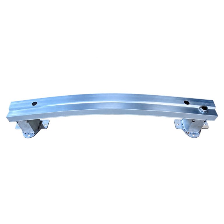 Compass rear bumper reinforcement with a shallow curved beam, horizontal steps, round face openings and two offset feet