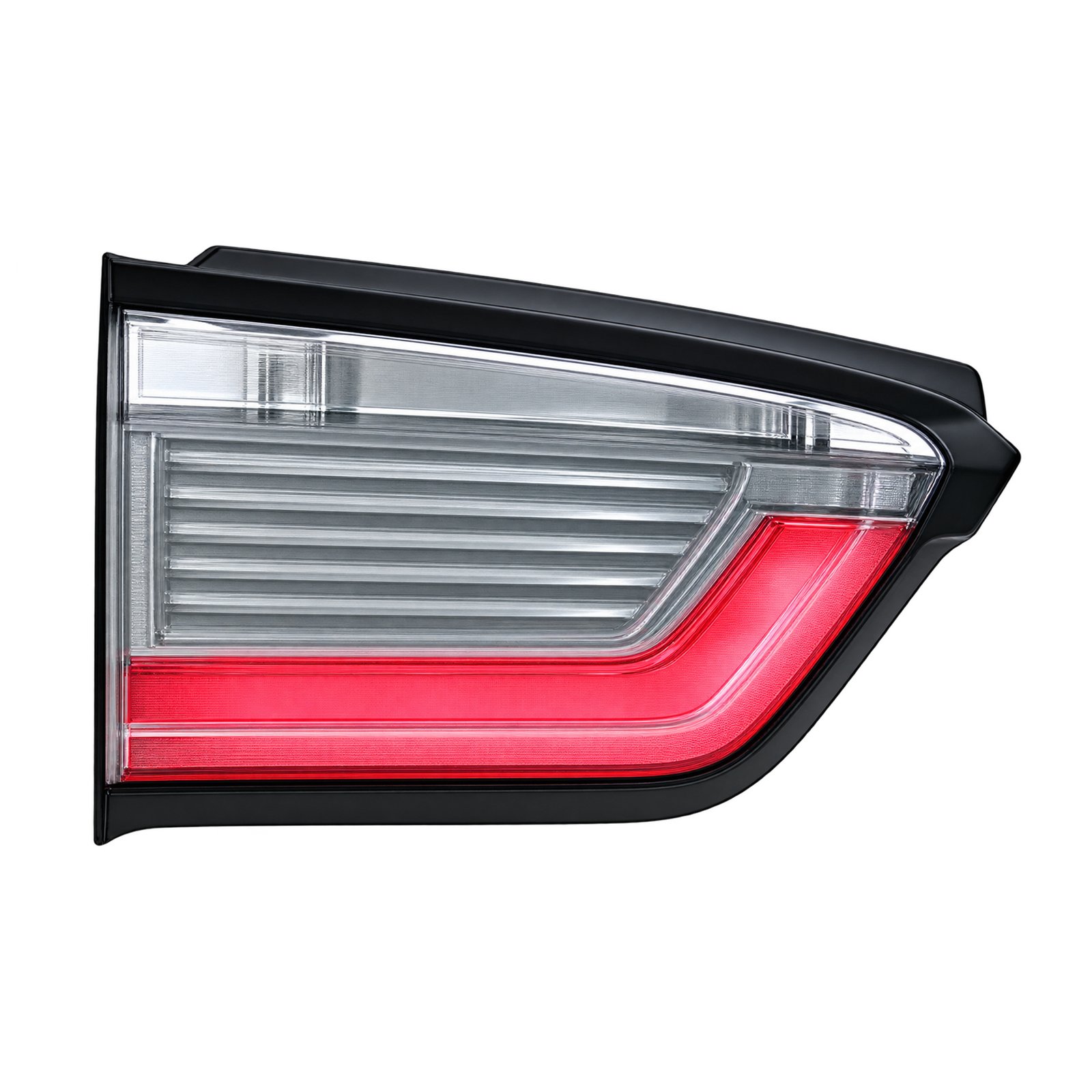Compass Inner LED Tail Light Compass inner tail light with clear horizontal lens sections, a red lower band and a tapered pointed end