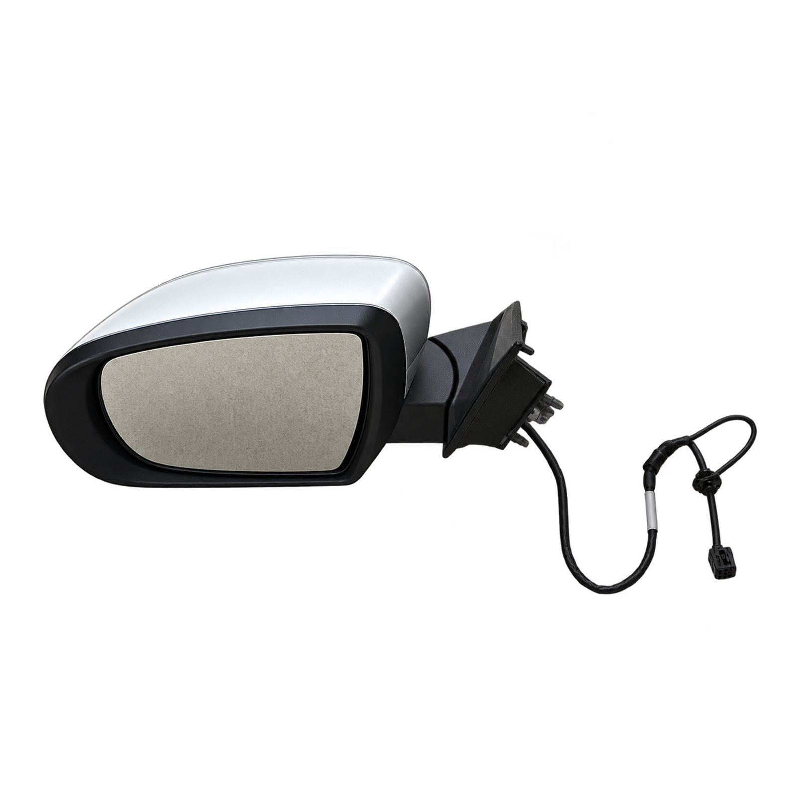 Door Mirror Jeep Compass 2021–2025 door mirror with a pale upper cap, dark glass surround, triangular base and visible cable