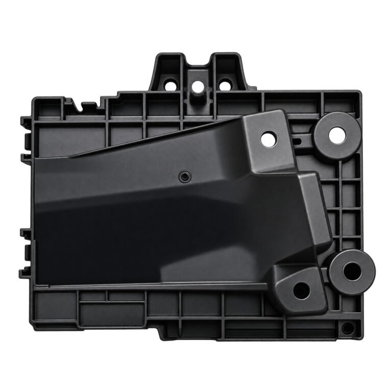 Jeep Compass battery tray with raised shaped walls, gridded backing and round perimeter fixing pads